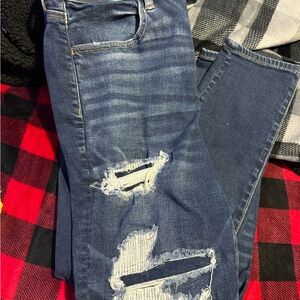 Distressed Blue Jeans